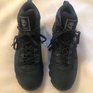 Timberland men's waterproof leather hiking boots, size 9.5 medium, black